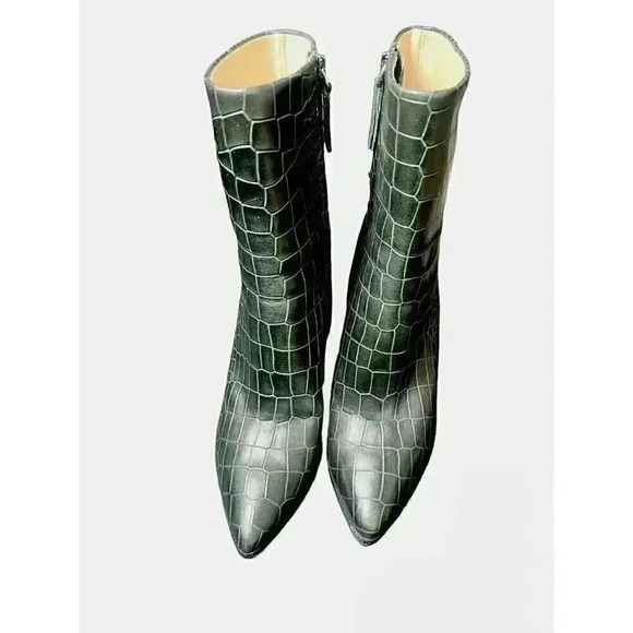 Paige Kaylee Boot womens 9 green crocodile embossed print side zip bootie $398 - Picture 2 of 10